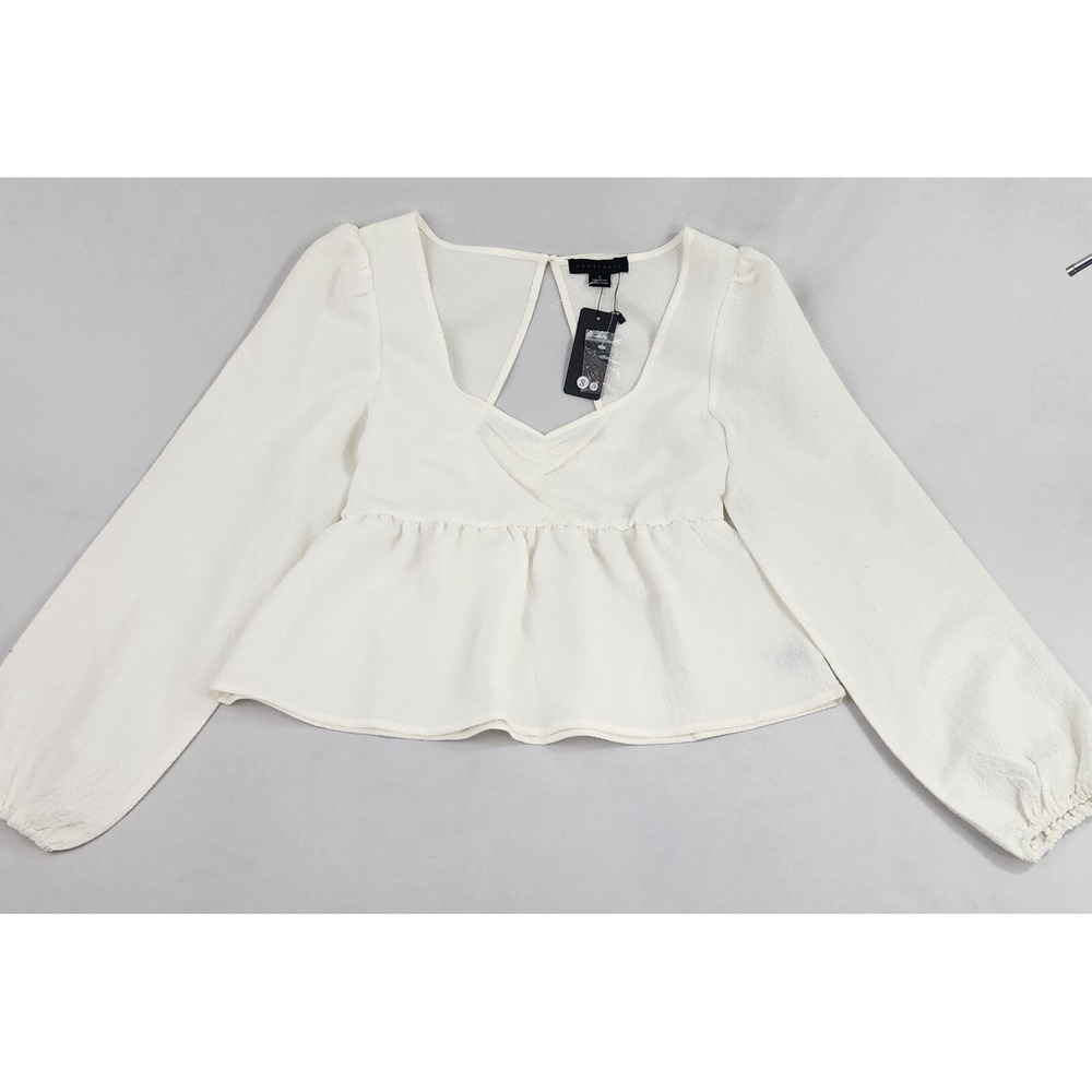 Sanctuary Off White Long Sleeve Peplum Blouse XB9157G1 Ivory Small
